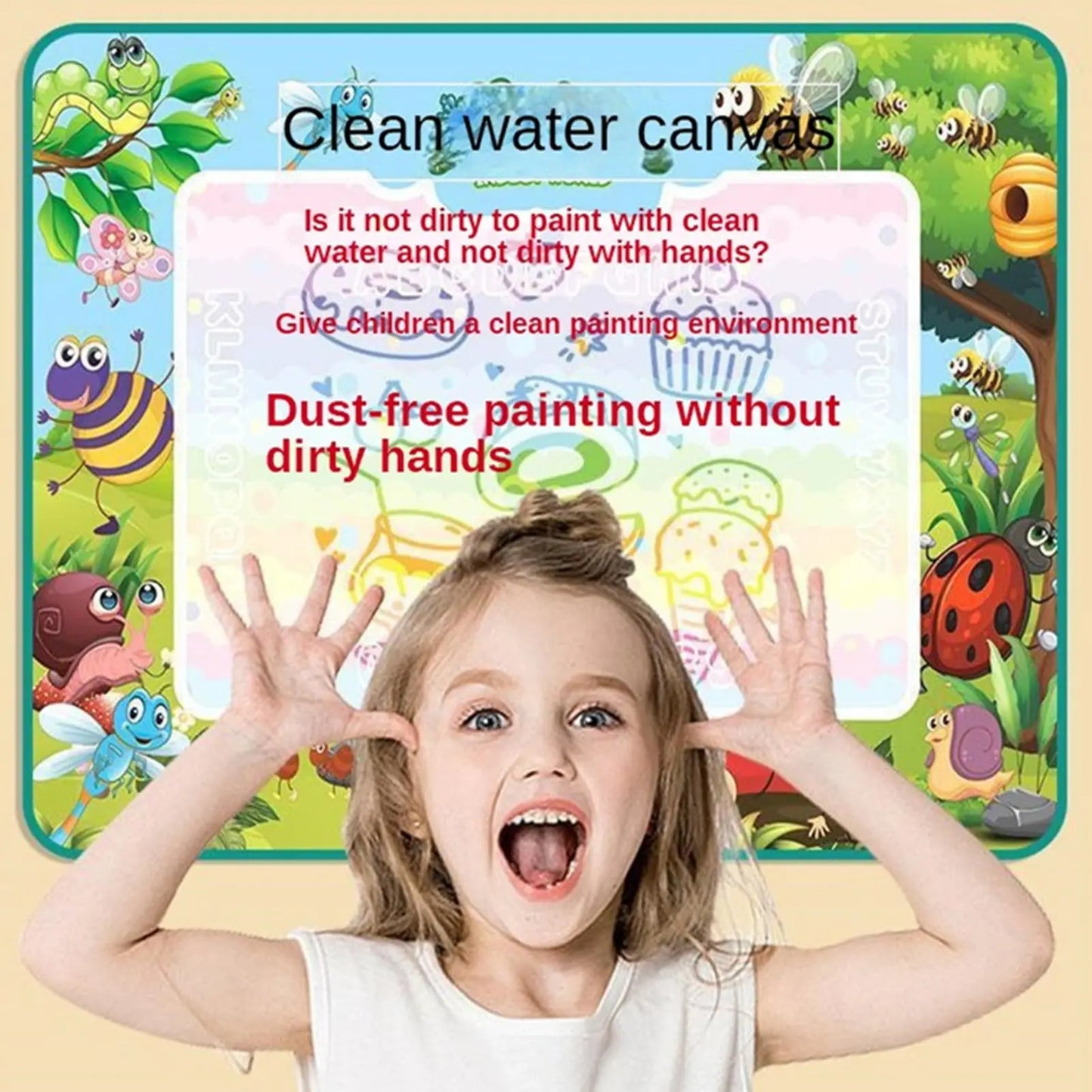 100X80Cm Water Doodle Mat Kids Toys Reusable Painting Writing Doodle Water Color Drawing Board Toddlers Preschool Education Toys