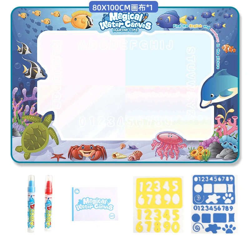 100X80Cm Water Doodle Mat Kids Toys Reusable Painting Writing Doodle Water Color Drawing Board Toddlers Preschool Education Toys
