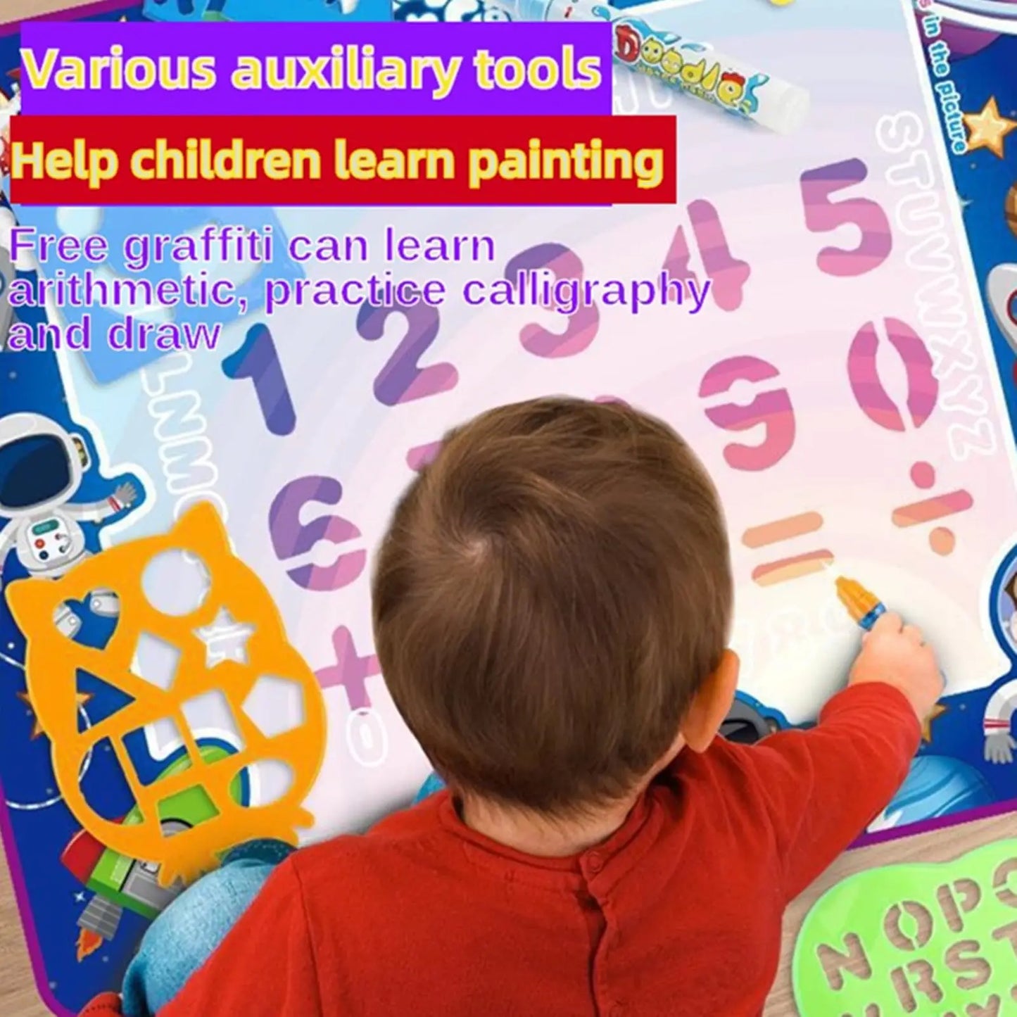 100X80Cm Water Doodle Mat Kids Toys Reusable Painting Writing Doodle Water Color Drawing Board Toddlers Preschool Education Toys