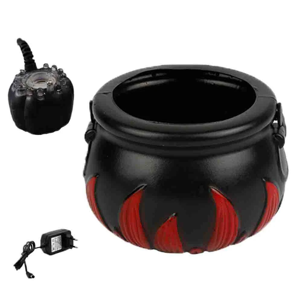 Halloween Mist Maker Fogger,Witch Cauldron Fog Maker Water Pond Fog Machine with 12 Color Changing LED Light EU Plug