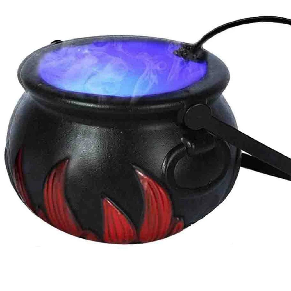 Halloween Mist Maker Fogger,Witch Cauldron Fog Maker Water Pond Fog Machine with 12 Color Changing LED Light EU Plug