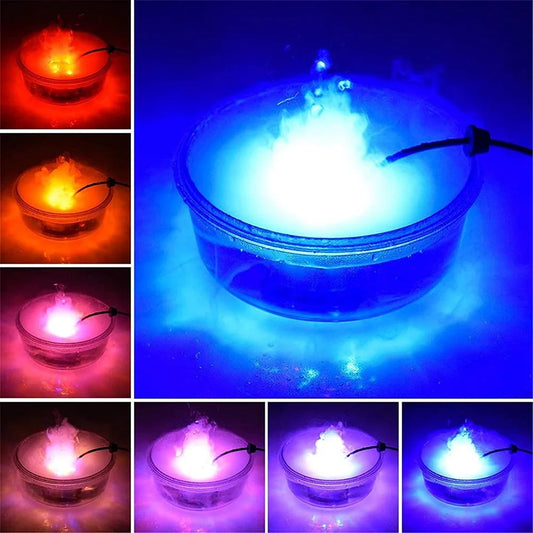 Halloween Mist Maker Fogger,Witch Cauldron Fog Maker Water Pond Fog Machine with 12 Color Changing LED Light EU Plug