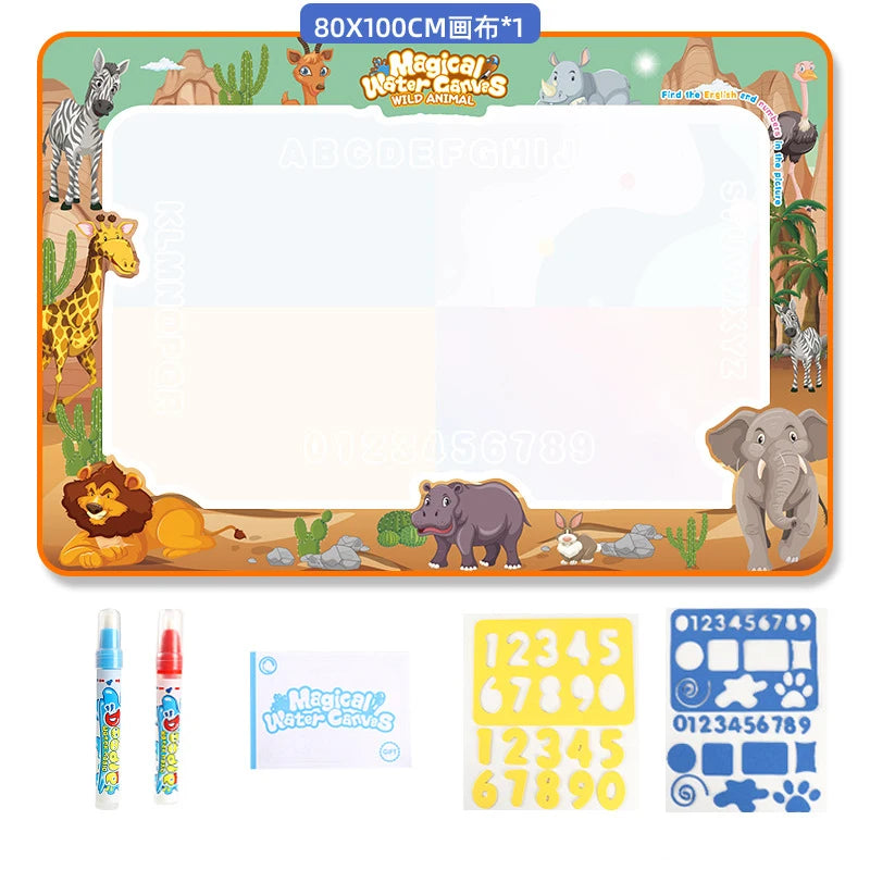 100X80Cm Water Doodle Mat Kids Toys Reusable Painting Writing Doodle Water Color Drawing Board Toddlers Preschool Education Toys