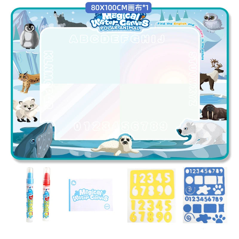 100X80Cm Water Doodle Mat Kids Toys Reusable Painting Writing Doodle Water Color Drawing Board Toddlers Preschool Education Toys